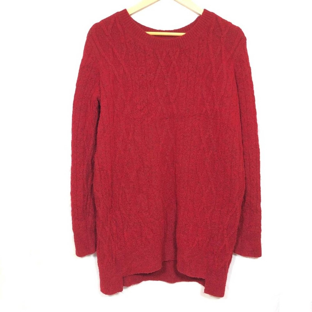 Zara Chunky Knit Sweater Tunic Italian Yard Red Medium
